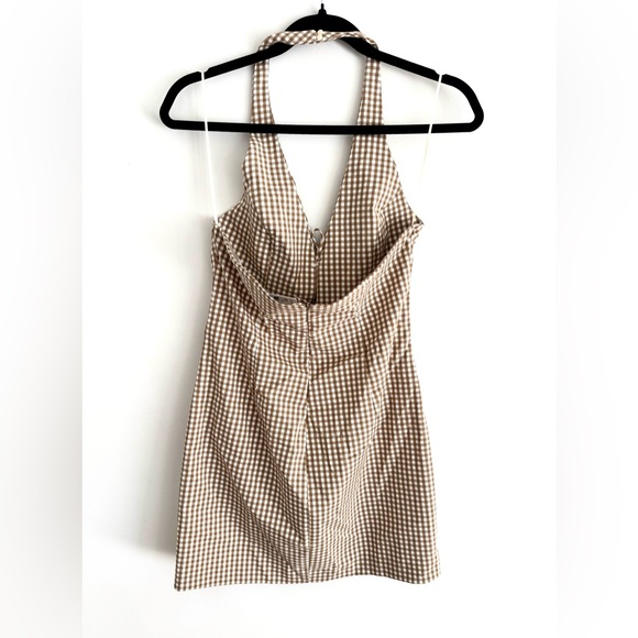 Zara Beige Checkered Mini Dress - Picture 4 of 4